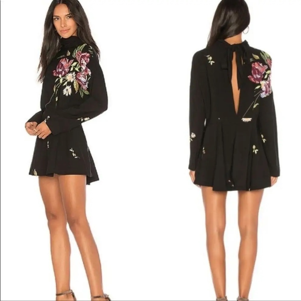 Free People Black and Pink Floral Tunic - Picture 5 of 11